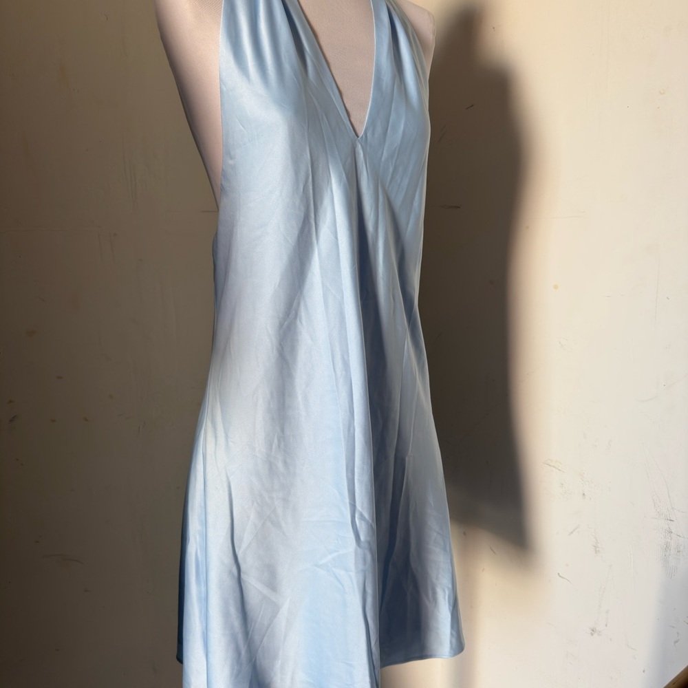wild fable Light Blue Satin Halter Mini Dress